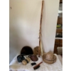 Image 2 : Vintage Outdoor Gear Set with Fur Hat, Walking Stick, Leather Accessories, and More