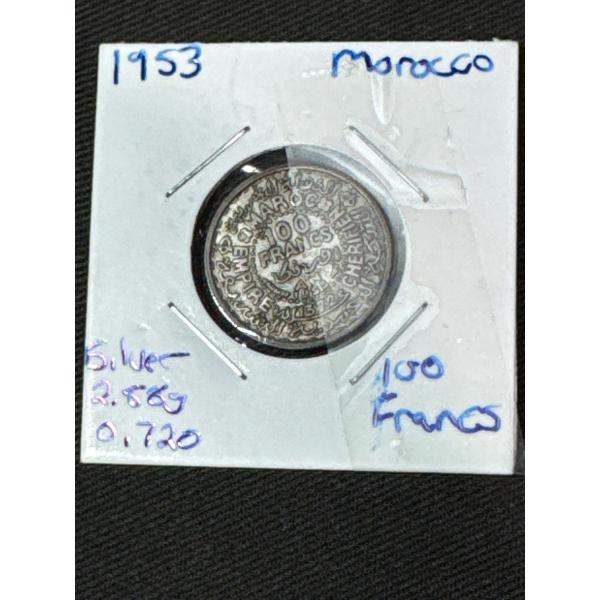 1953 Morocco 100 Francs Coin
