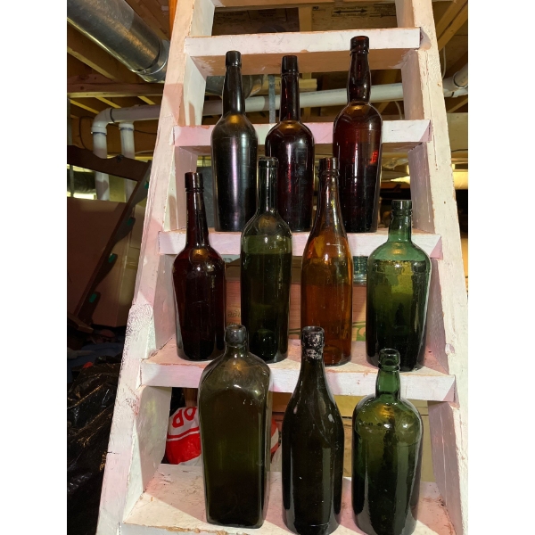 assorted collection of vintage antique bottles Blown Glass , beautiful colors