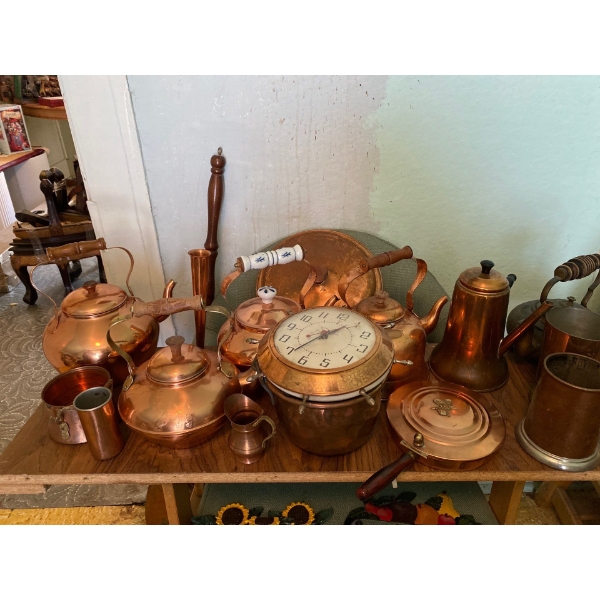 Copper Teapots and Wall Decor