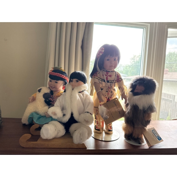 Indigenous Porcelain Doll Collection Incl. Memeluck Fur Doll CO. Doll, Buffalo Child, Little Flower