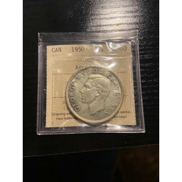 1950 Silver Canadian $1. grade: Ms-63  comments: Arnprior. Certificate no. FV 088 Great addition 