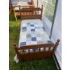 Image 1 : Oak Toddler Bed With Spindle Headboard & Foot Board With Flower Design L53 W30 H36 