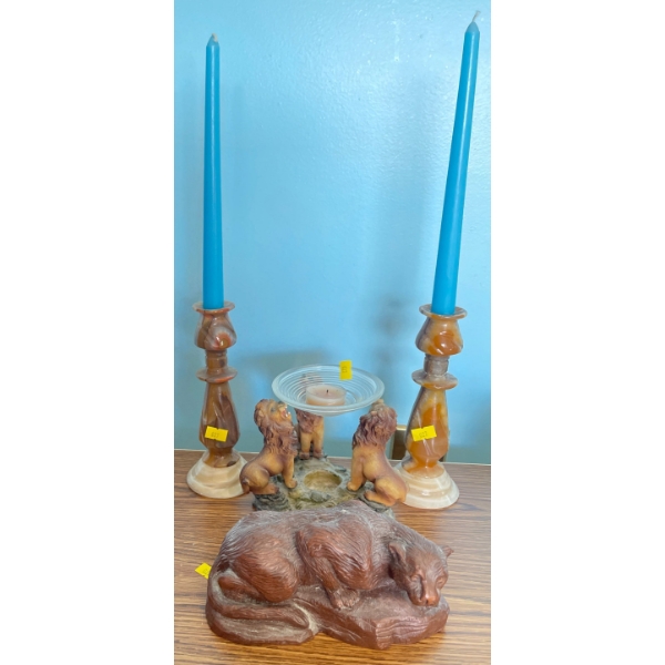 Vintage Pair of Marble Candlesticks Handcrafted W/More Home Decor