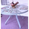 Image 5 : Glass Patio Table with Metal Frame, Two Chairs, Cushions, and Decorative Accents