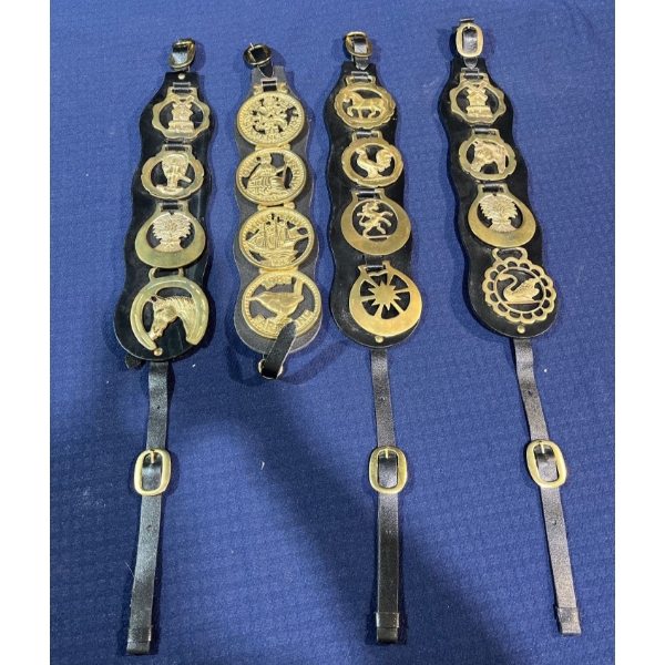 Vintage Brass Horse Harnesses (4)