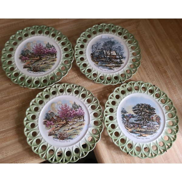 Decorative Plates by Currier & Ives, Winter, Autumn, Spring (2)