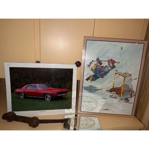 Unframed Prints, Hockey By Gary Patterson (22x16) & 1969 Camaro Rally Sport Plus Bonus Decor  