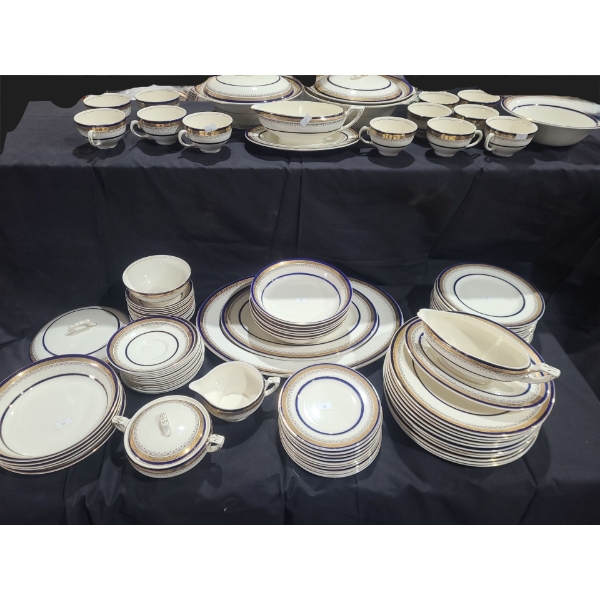 Royal Myotts Crown Dinnerware "The Crowning":  Platter 16 X 13, Plates, Tureens, Teacups, Gravy Boat
