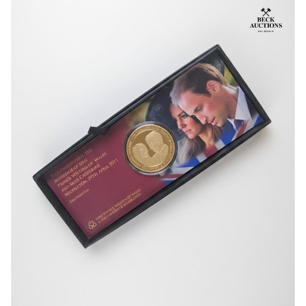 Prince William and Catherine Middleton Gold Plated Coin. Limited Edition. 