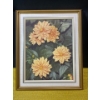 Image 2 : Framed Image of Several Apricot-Orange Dahlias in Full Bloom- Signed.