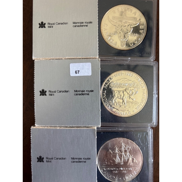 1982,83,87 Canadian Silver Dollars Regina ,