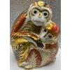 Image 1 : Gorgeous English Royal Crown Derby Bone China Persian Momma & Baby Monkey Figurine - 4In Tall