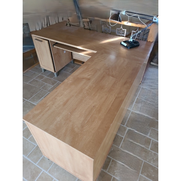 L Shaped MDF Desk w Storage (Left Side) 72 w, 29 h, 24 d, (Short Table Top) 48 w, 29 h, 24 d 