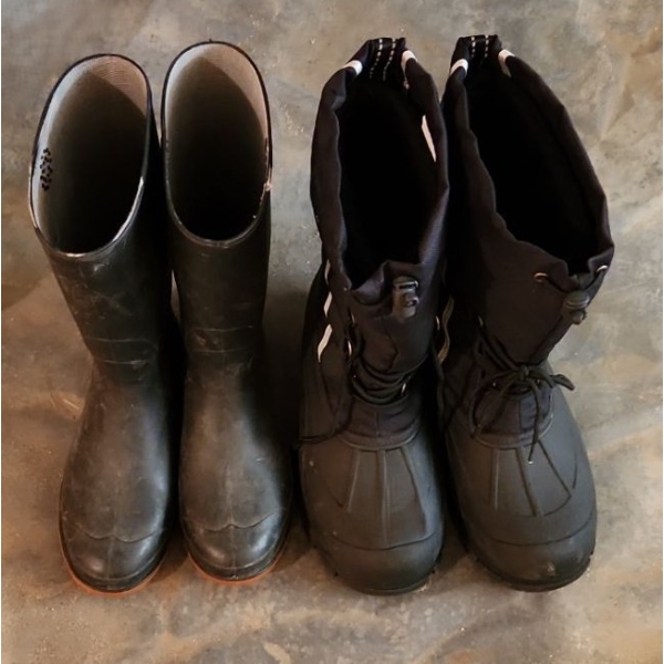 Outbound Snow Boots and Rubber Boots, Both Size 8