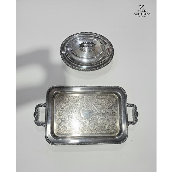 "S.P. COPPER" Wm. A. Rogers Tray And Entree Dish. 