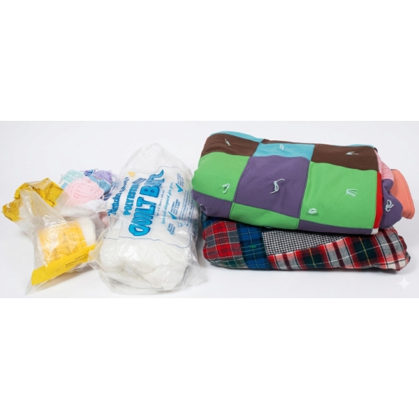 Vintage Handmade Quilts with Crafting Supplies, Including Polyester Quilt Batt