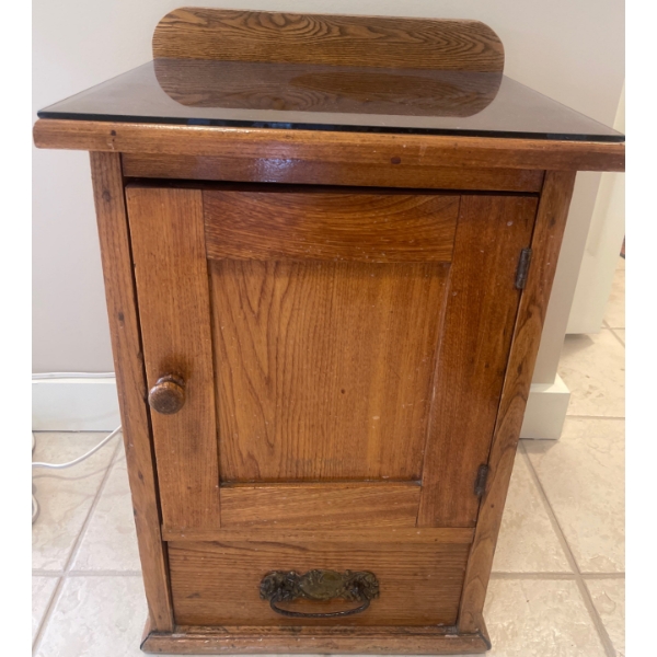 Antique Oak White Clad Ice Box 16x14x22