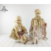 Image 2 : Pair Of Porcelain Monkey Dolls Dressed In Elaborate 18th-Century Style Costumes With Lace And Fine F