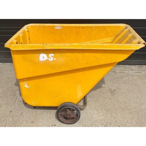 Large Yellow Bin on Wheels, Some Cracking	