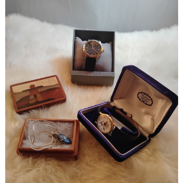 Sterling Silver Indigenous Labradorite Neck Piece w/ Guess & Mickey Mouse Wrist Watches