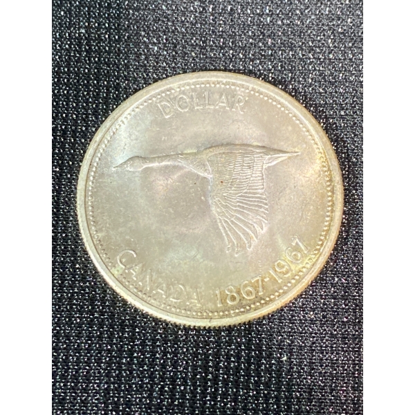 Canada 1867-1967 Centennial Silver Dollar Coin with Flying Goose Design