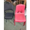 Image 1 : Chairs- Folding Metal Chairs with Cushioned Seats 36 T, 16L, 16 W and Red Plastic x3 with Metal Legs