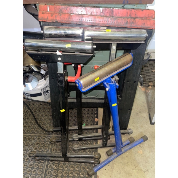 Assortment of Pipe Roller Jack Stands/ Mitre Saw Floor Stands 