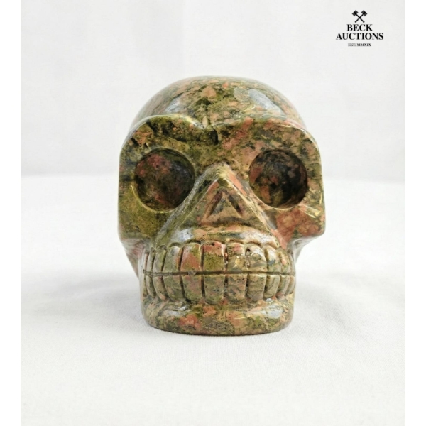 Hand-Carved Unakite Crystal Skull 3 IN T