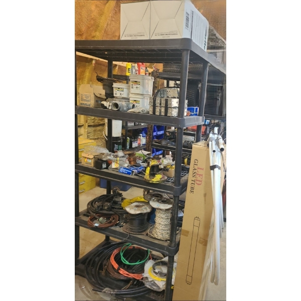 Surplus Electrical Parts & Pex Tubing w/ Utility Shelf 35 W, 18 D, 72 T 