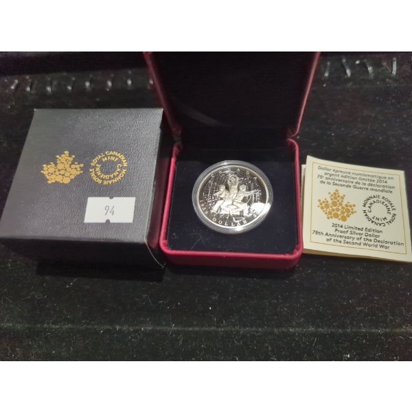 RCM 2014 Limited Edition 75th Anni. of the Declaration of the Second World War Proof Silver Coin