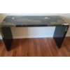 Image 1 : Asian Black Lacquered Table w Hand Painted Lily Pads. 52 w, 28 h, 17 d
