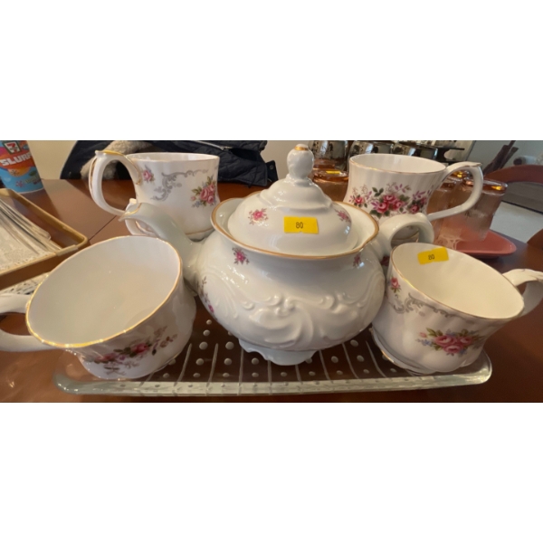Royal Albert Lavender Rose Tea Set w/ Assorted Barware