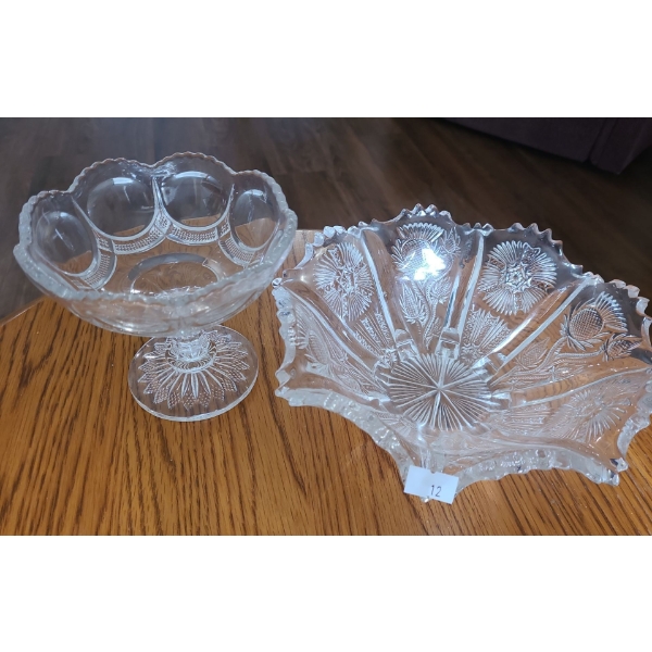 Glass Goblet Dish 5.5" Diameter, 5 T  and Glass Bowl 9" Diameter, 3 T 