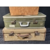 Image 2 : Trio Of Luggage! 2 Older Hardtops, Old Linens, Leather Doctors Bag- Beige Clasps Broken**