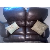 Image 2 : Two Seater Leon's Brown Leather Reclining Loveseat w/Cushions 67"w x 44"d x 37"tall