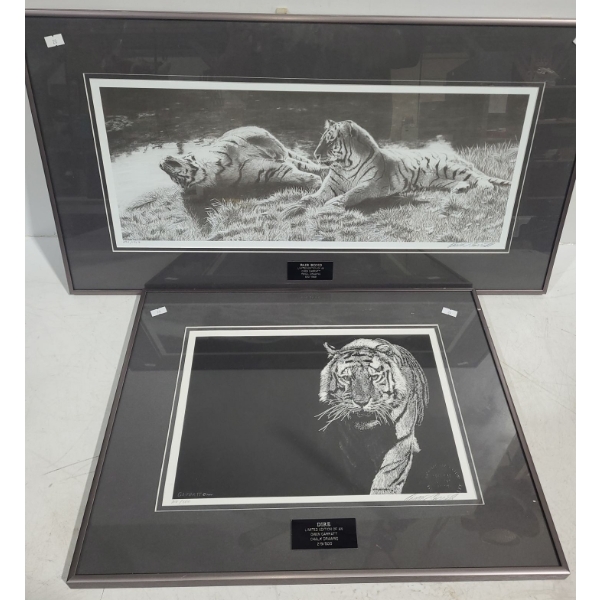 Numbered Prints 682/1968 "Pair Bond" 29.5 x 15.5,  219/500 "Dire" 20.5 x 16.5, Artist Owen Garratt