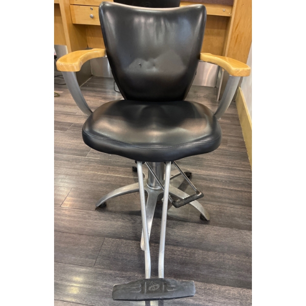 Orbit Hydraulic Salon Styling Chair 3 - Genuine Leather w/ Brushed Nickel - 22x24x37