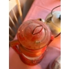 Image 4 : Antique stove kettles 4 in total with a red antique lantern with original glass made in Canada