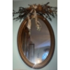 Image 2 : Oblong Gold Gilt Wall Mirror w/ Decorative Foliage 31"Tall