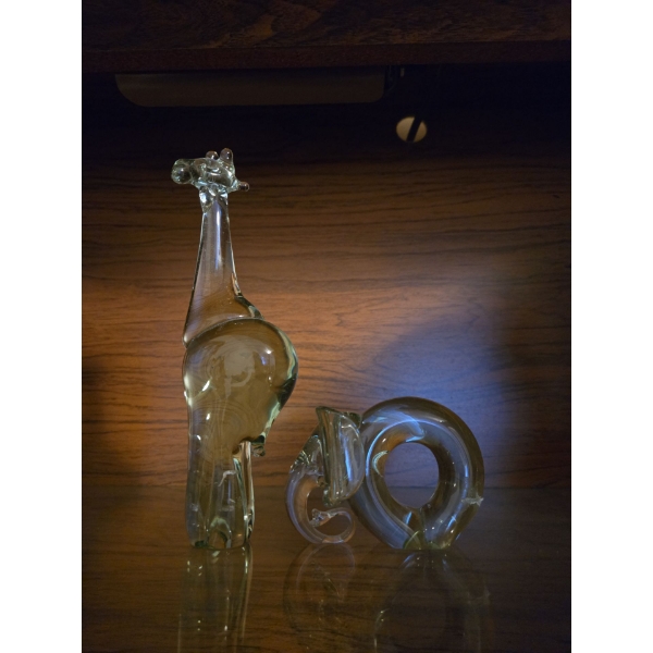 Pair of Decorative Animal Glass Paperweights 