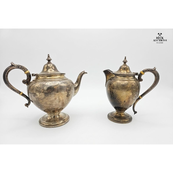  "STERLING" Tea Set 92.5% Sterling Silver, 2.5LBS (1.13 kg )  9''&10''INCHES HEIGHT.