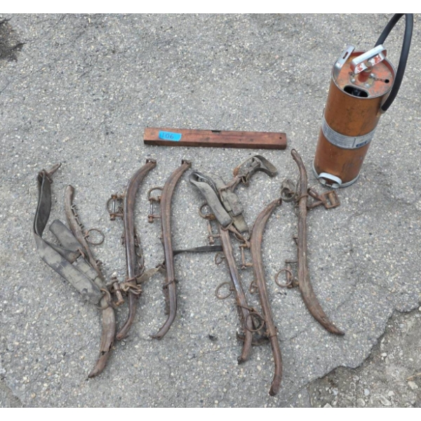 Rusted Metal Harness Components and General Pipe Type Tool Cylinder