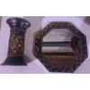 Image 3 : Decorative Vase, Basket, Mirror, Bowl with Grapes, and Candleholder Ensemble