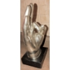 Image 5 : Silver Polystone Decorative Hands Sculptures 11"Tall  w/ Tasselled Jute Decor 
