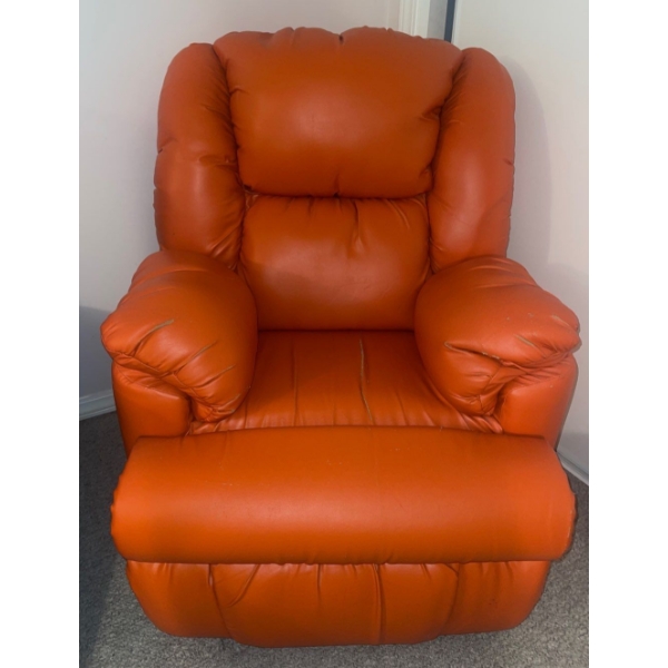 Genuine Leather Power Recliner 48T Well Loved - Autumn Orange 