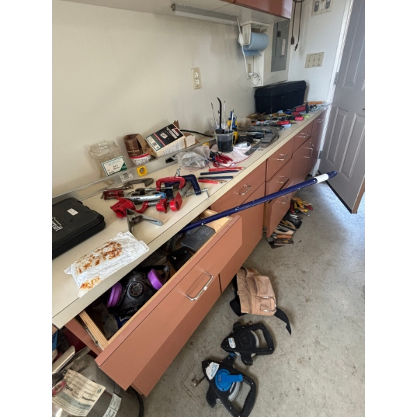 Large amount of hand tools, including vices, saws, drillbit set sharpening stones screwdrivers +More