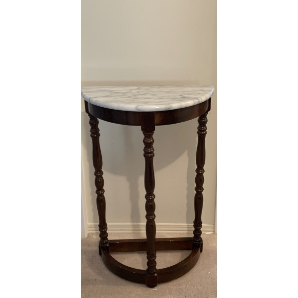 Mahogany & Marble End Table 18x28