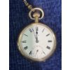 Image 2 : 10K Gold Dennison Omega Pocket Watch and Chain 15 Jewels Chain, total Weight of 71.4g