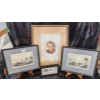 Image 1 : Framed Artwork Collection Including Two Lithographic Prints & Cross-Stitch Portrait